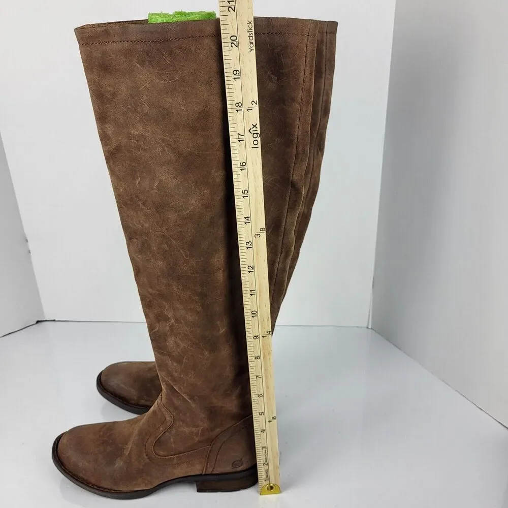 BORN Britton Women's Over the Knee Rust Brown Suede Distressed Boots